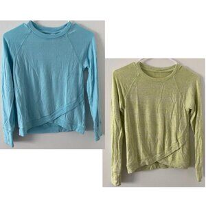 Lot of 2 Athleta Girl Criss Cross My Heart Sweatshirt Medium Blue and Green